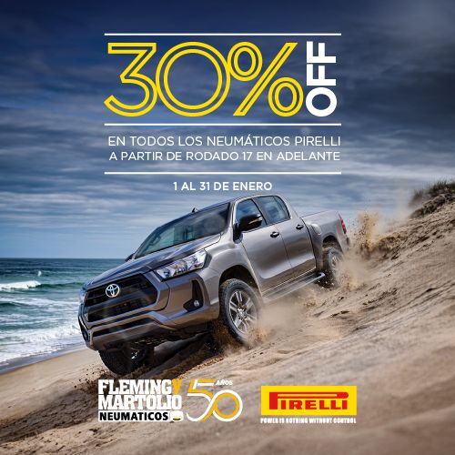 Promo 30% Off en productos Pirelli seleccionados